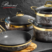 Görseli Galeri görüntüleyiciye yükleyin, Brioni Royal Stone 7 Parça Kum Taşı&amp;Altın Taş Granit Tencere Seti