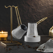 Görseli Galeri görüntüleyiciye yükleyin, Brioni Marble 3 Parça Granit Cezve Takımı Beyaz