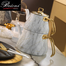 Load image into Gallery viewer, Brioni Marble Beyaz Mermer-Granit Çaydanlık Takımı