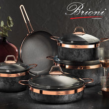 Görseli Galeri görüntüleyiciye yükleyin, Brioni Royal Stone 9 Parça Antrasit&amp;Bakır Taş Granit Tencere Seti