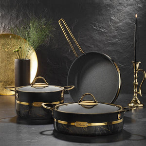 Brioni Selection 24 cm Granit Basık Tencere Siyah
