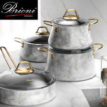 Load image into Gallery viewer, Brioni Marble 7 Parça Tencere Seti Beyaz