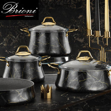 Görseli Galeri görüntüleyiciye yükleyin, Brioni Marble 7 Parça Tencere Seti Siyah